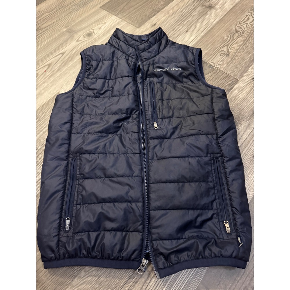 Vineyard Vines Boys Navy Blue Primaloft Quilted Puffer Vest Size L 16-18
